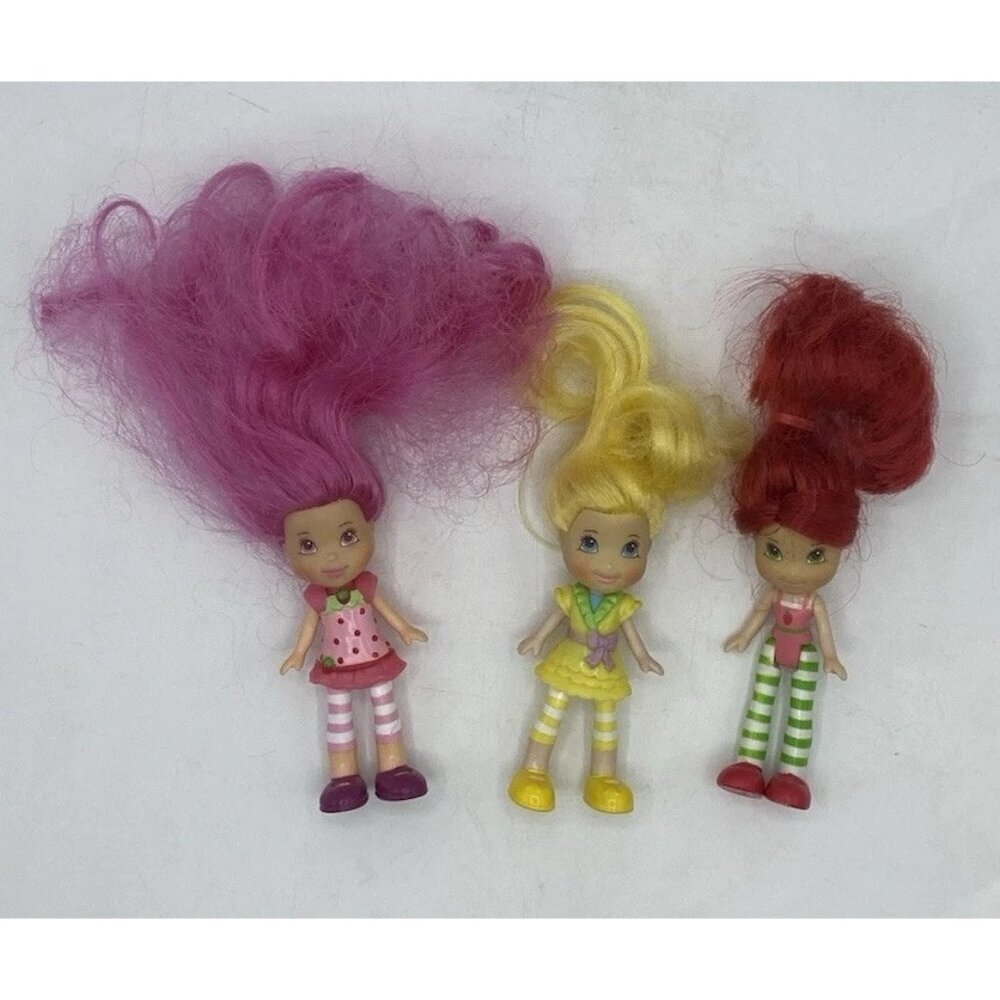 Strawberry Shortcake 2008 Hasbro Dolls lot of 3 Lemon Meringue & Mini Dolls Pink